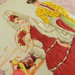 画像2: スペインのシルク刺繍ポストカード