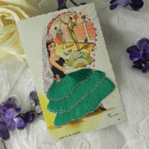 画像4: スペインのシルク刺繍　アンティークカード