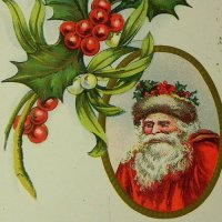アンティークカード、クリスマス、サンタクロース