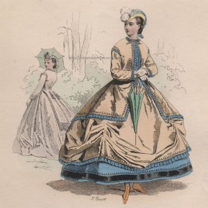 画像2: 1800年代、フランス、ファッションプレート　銅版画 　フランス帝国時代