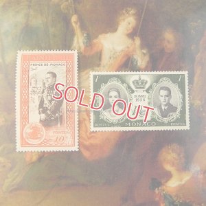 画像1: 1956年モナコ公国切手、レーニエ大公＆グレース・ケリー、結婚記念切手2枚組、未使用