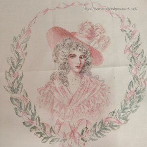 画像1: ヴィクトリアン、シルクに手描きペイント　ロココ貴婦人