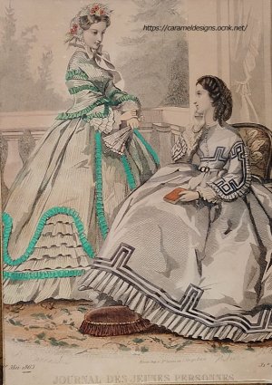 画像2: 1863年 フランス銅版画 ファッションプレート　ヴィンテージフレーム入り