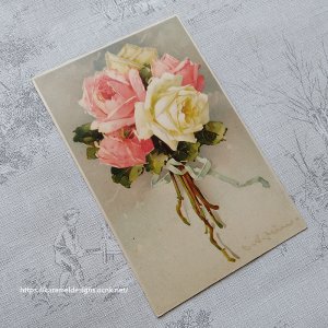 画像3: C.Klein・アンティーク・ポストカード、薔薇のブーケ