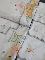 手刺繍入り大判テーブルクロス&ナフキン12枚セット 3mx1m58cm