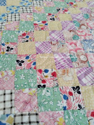 画像3: 1930年代頃のフィードサック布地のチャイルドキルト96ｃｍｘ73ｍ