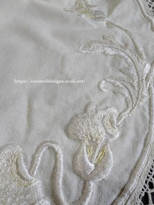 画像9: アールヌーヴォー・手刺繍とレースのテーブルクロス