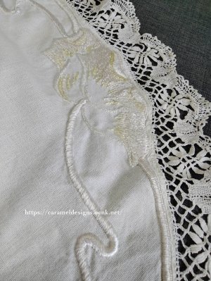 画像11: アールヌーヴォー・手刺繍とレースのテーブルクロス
