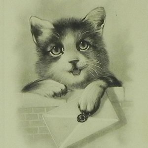 画像1: アンティークカード　猫ちゃん