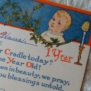 画像1: アンティークカード、１歳のお誕生日