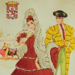 画像: スペインのシルク刺繍ポストカード