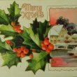 画像1: クリスマスカード、柊と冬景色