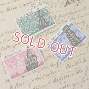 画像: ベルギー、レースモチーフの郵便切手３枚