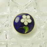 画像: 瑠璃色に白いお花のエナメルボタン