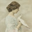 画像1: アンティークカード、フランス、白い鳩の便り