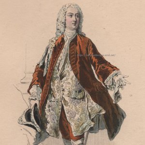 画像: 1800年代、フランス、ファッションプレート　銅版画 　ルイ15世時代の侯爵像