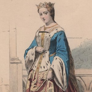 画像: 1800年代、フランス、ファッションプレート　銅版画 　シャルル６世時代のお姫様
