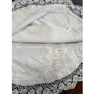 画像: アールヌーヴォー・手刺繍とレースのテーブルクロス
