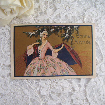 画像: イタリアン・ポストカード（ピンクドレスの貴婦人）