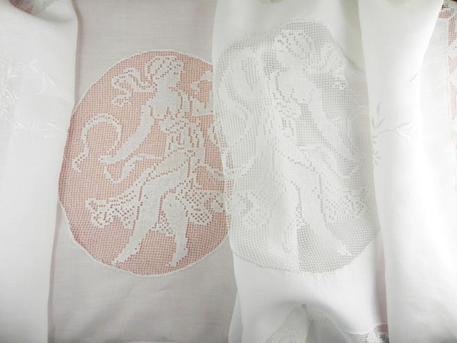 画像2: フィレレースと白刺繍のイタリアン・リネン・ラナー　1ｍ72ｃｍｘ50ｃｍ