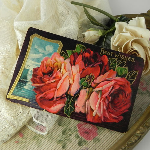 画像2: アンティークカード、薔薇