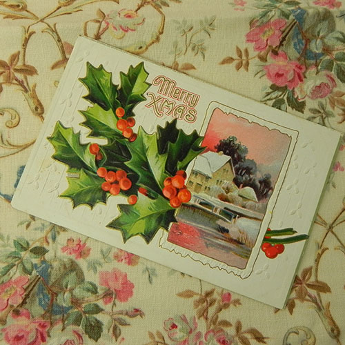 画像3: クリスマスカード、柊と冬景色