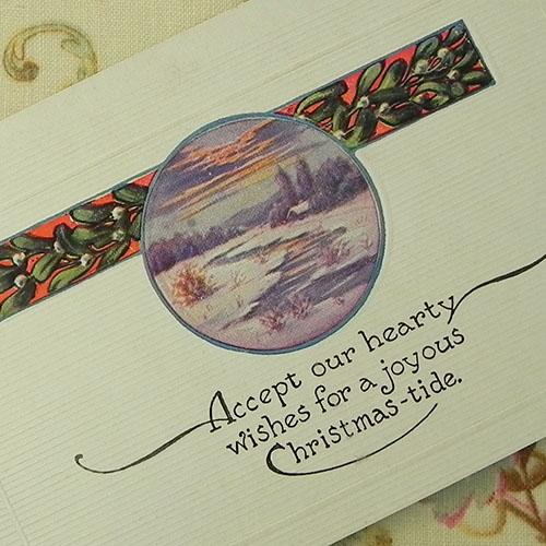 宿り木 ヤドリギ アンティークカード クリスマスカード ポストカード