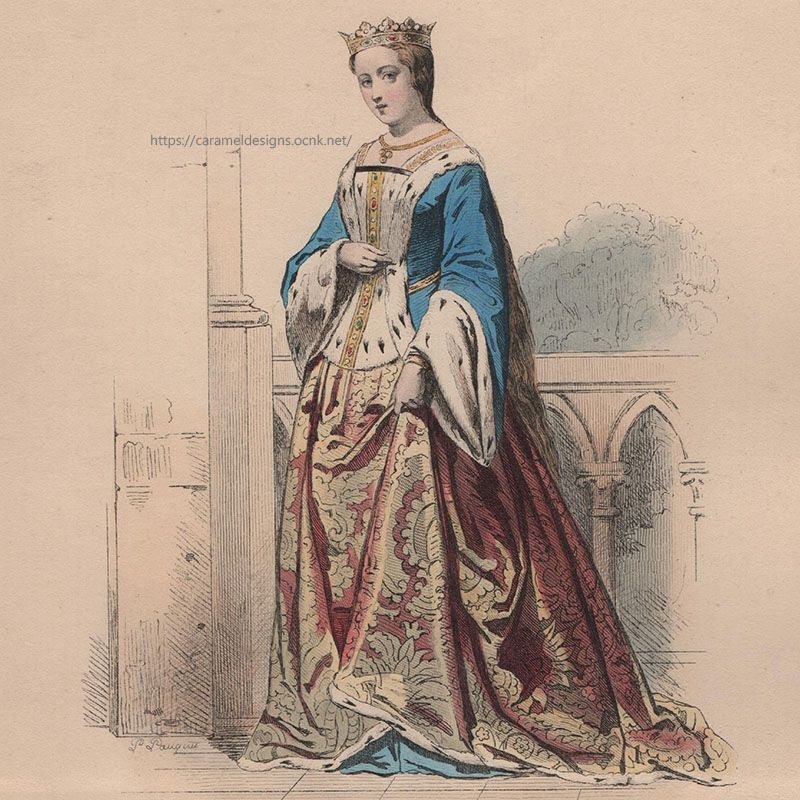 画像2: 1800年代、フランス、ファッションプレート　銅版画 　シャルル６世時代のお姫様