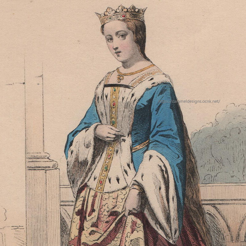画像1: 1800年代、フランス、ファッションプレート　銅版画 　シャルル６世時代のお姫様