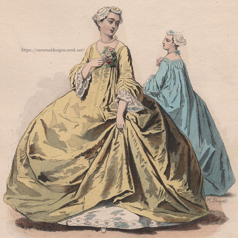 画像2: 1800年代、フランス、ファッションプレート　銅版画 　ルイ15世時代のファッション