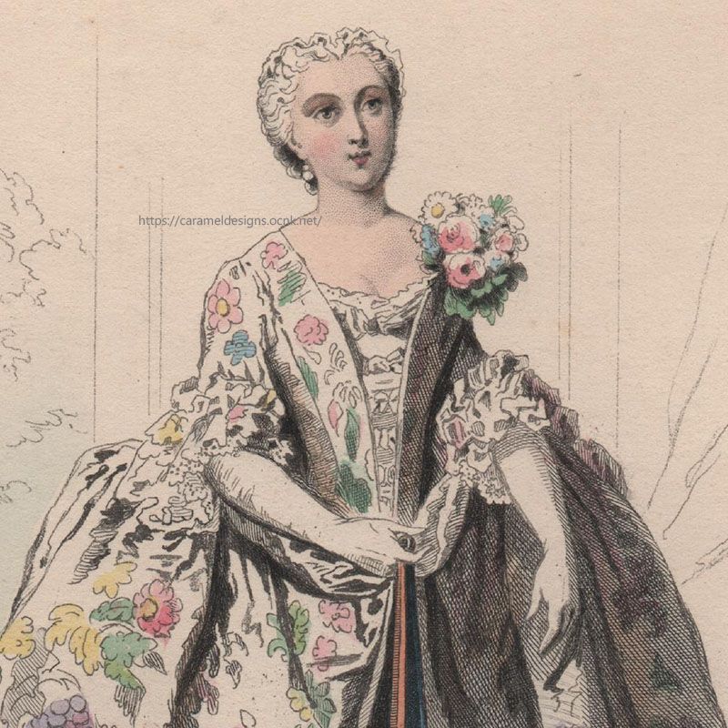 画像1: 1800年代、フランス、ファッションプレート　銅版画 　ルイ15世時代のパリモード