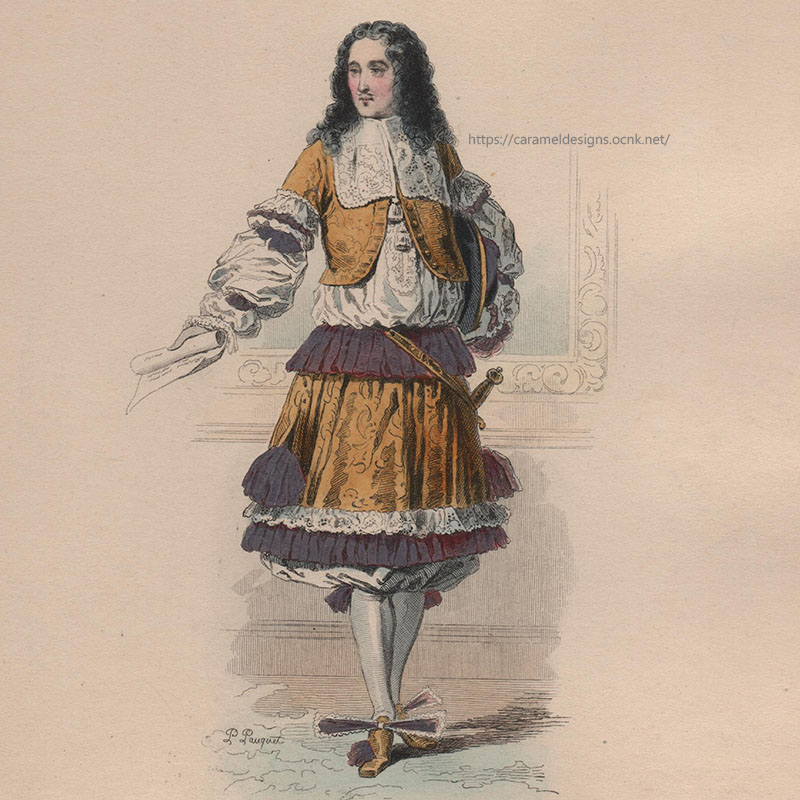 画像2: 1800年代、フランス、ファッションプレート　銅版画 　ルイ14世時代、貴公子