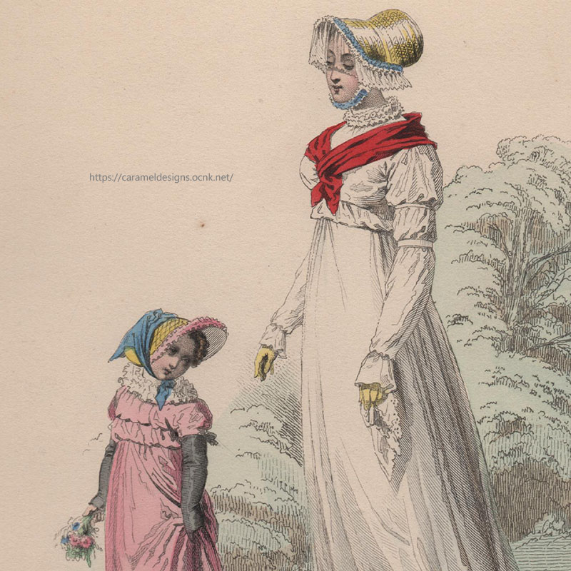 画像1: 1800年代、フランス、ファッションプレート　銅版画 　フランス帝国時代
