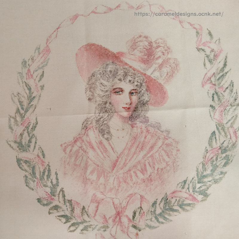 画像1: ヴィクトリアン、シルクに手描きペイント　ロココ貴婦人