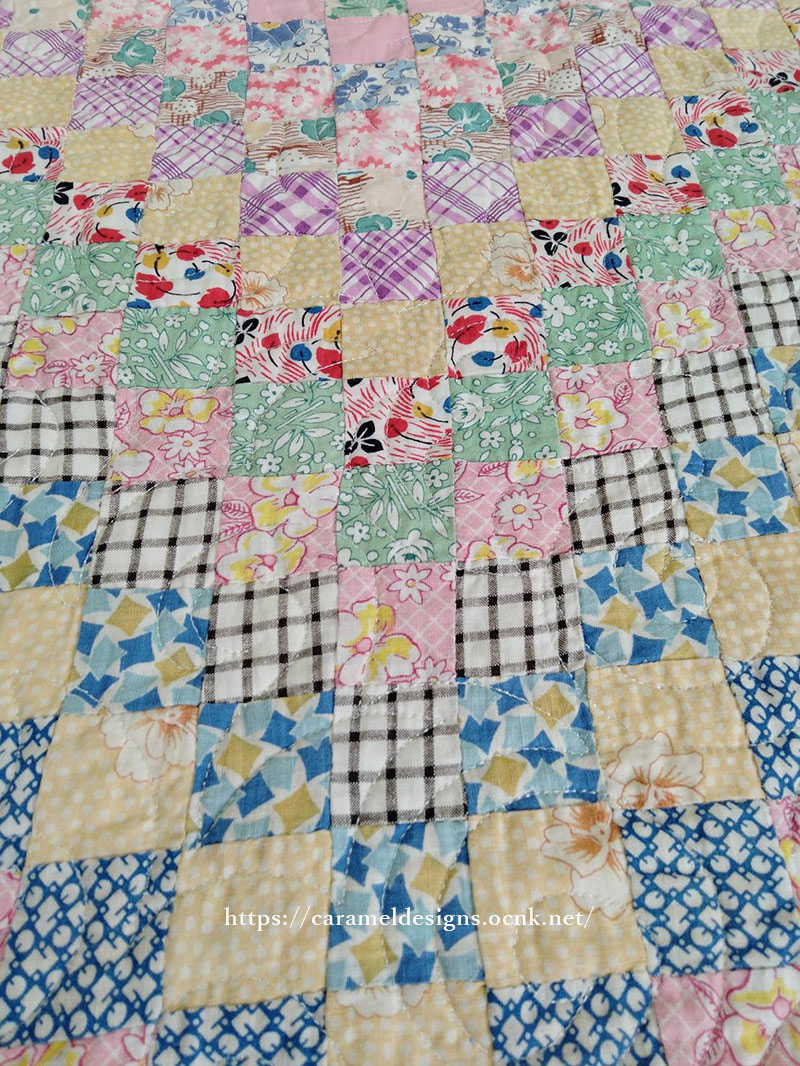 画像4: 1930年代頃のフィードサック布地のチャイルドキルト96ｃｍｘ73ｍ