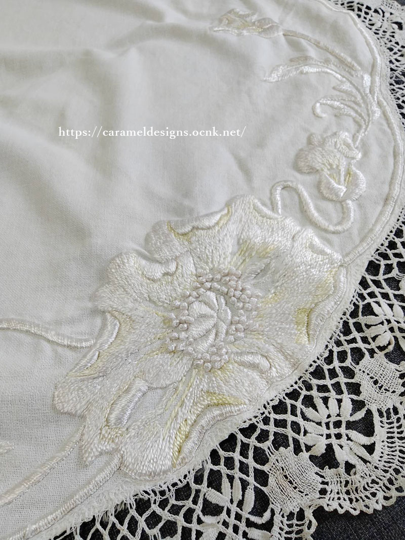 画像13: アールヌーヴォー・手刺繍とレースのテーブルクロス