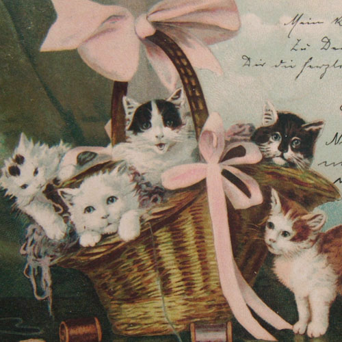 画像2: ポストカード、バスケットにいっぱいの子猫